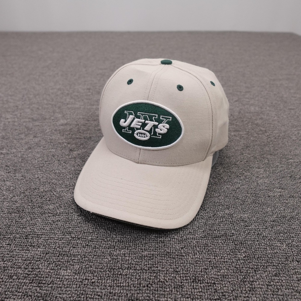 Vintage New York Jets Hat Cap Strap Back Mens 7 3/8 Beige NFL Football Twins‎